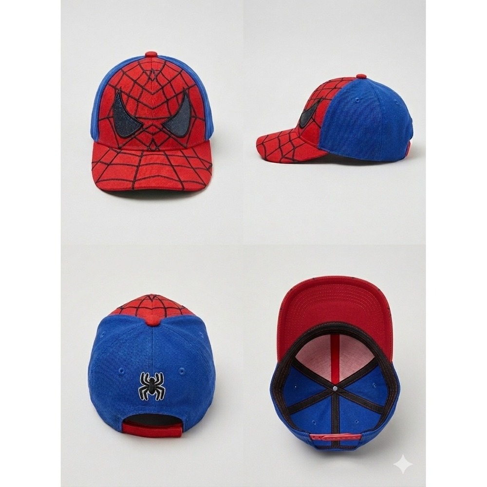 Marvel Spider-Man Boys Red Blue Web Glitter Eye Baseball Cap Hat Adjustable